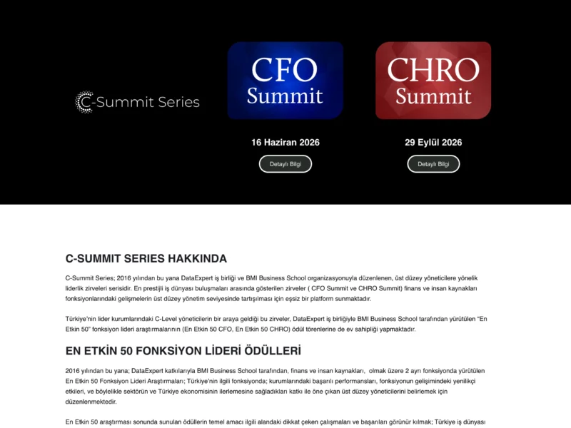 C-Summit Series web sitesinin ana sayfa ekran görüntüsü