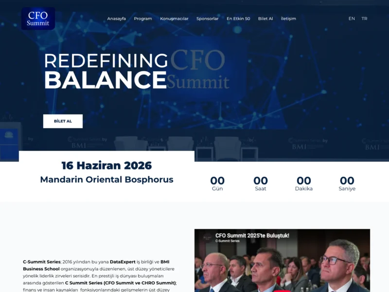 CFO Summit web sitesinin ana sayfa ekran görüntüsü