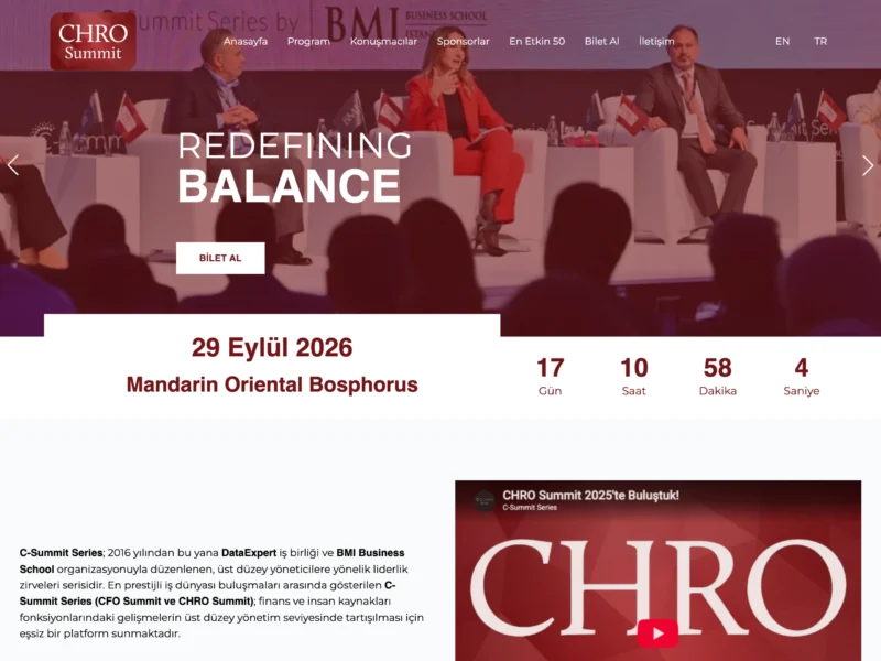 CHRO Summit web sitesinin ana sayfa ekran görüntüsü