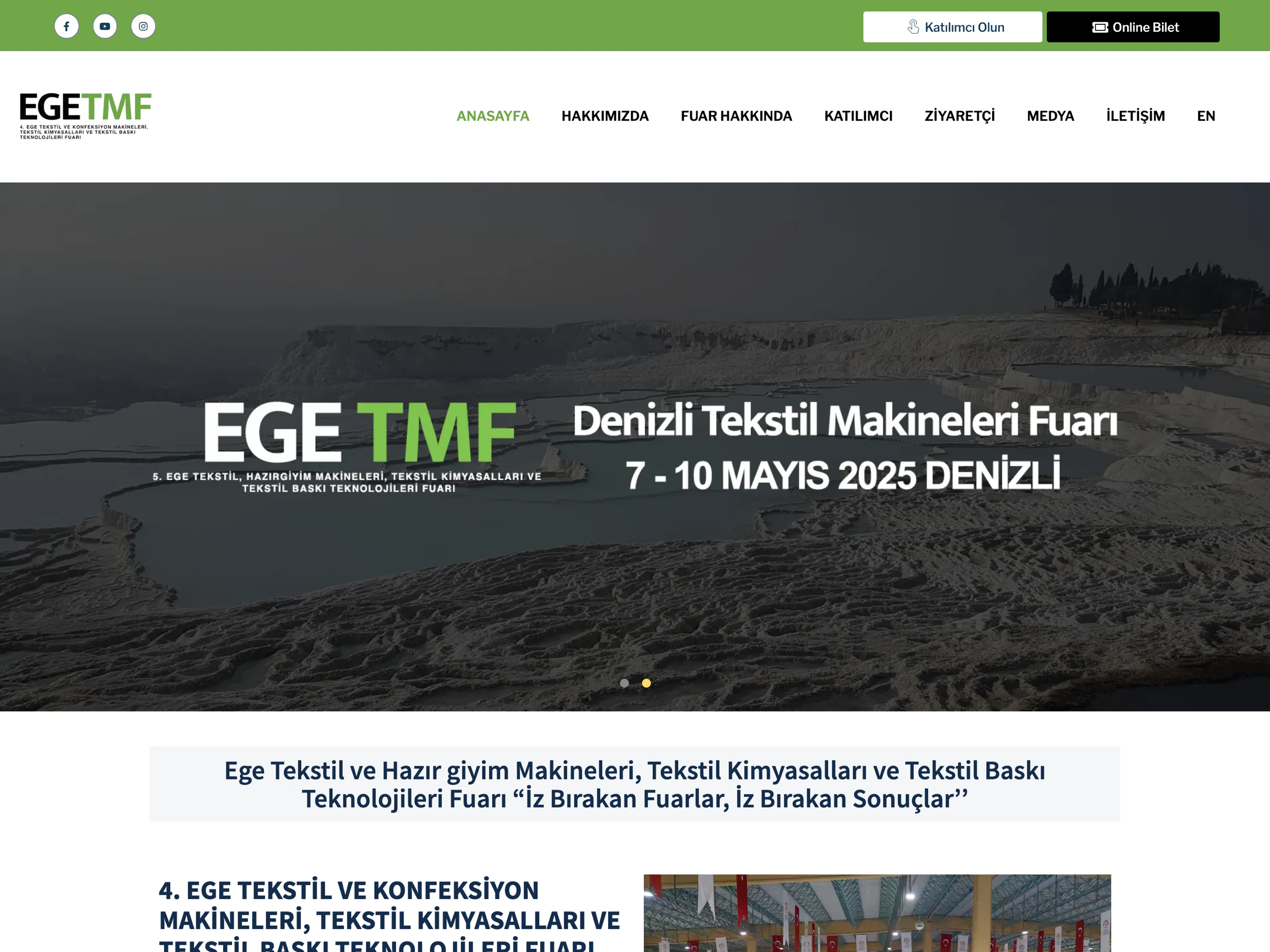 EGE TMF web sitesinin ana sayfa ekran görüntüsü