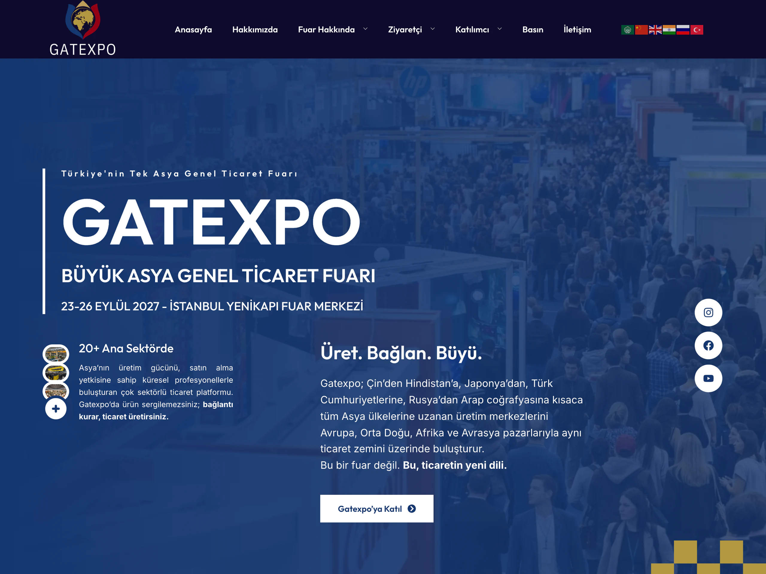 Gatexpo web sitesinin ana sayfa ekran görüntüsü