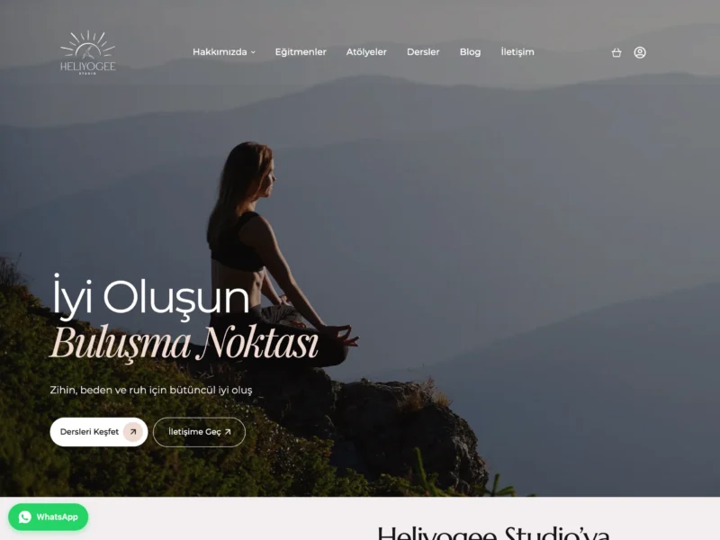 Heliyogee Studio web sitesinin ana sayfa ekran görüntüsü