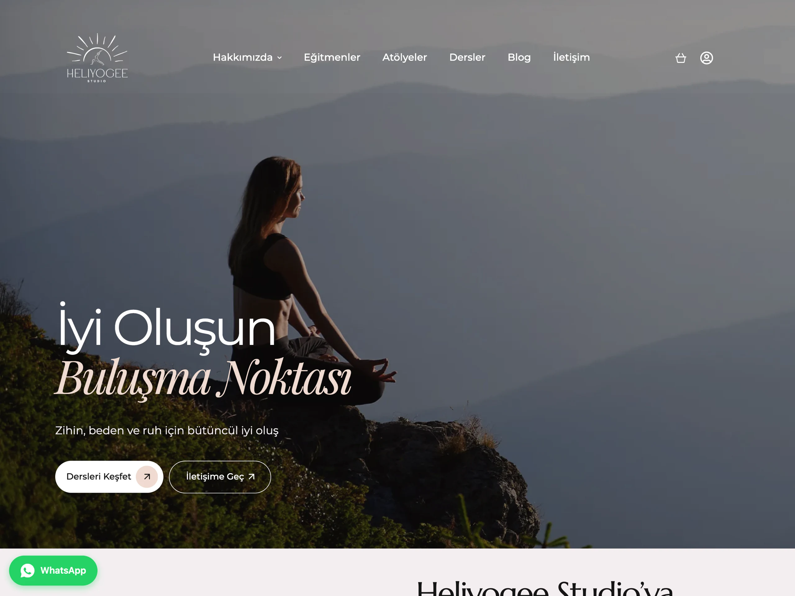 Heliyogee Studio web sitesinin ana sayfa ekran görüntüsü
