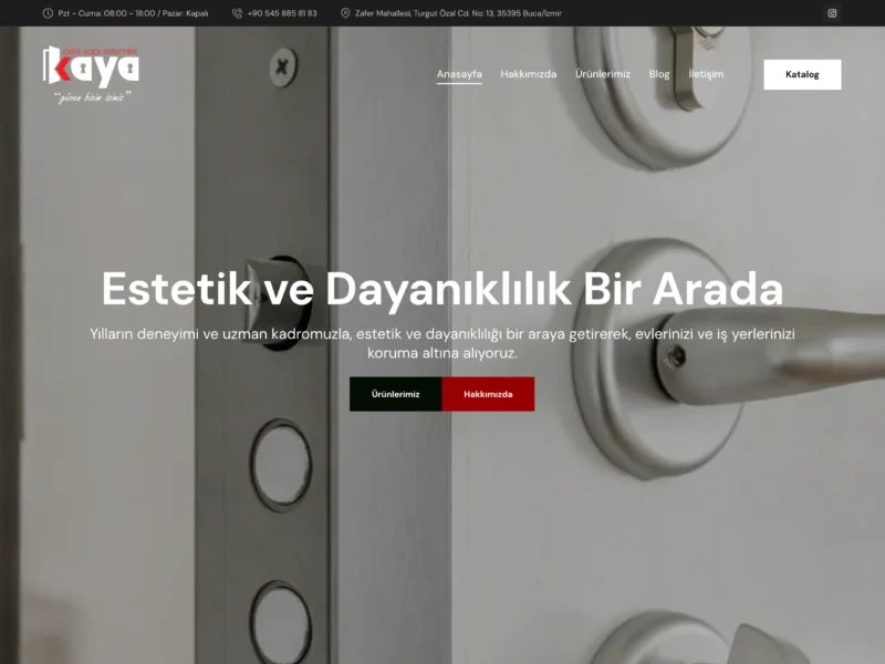 Kaya Door Çelik Kapı web sitesinin ana sayfa ekran görüntüsü