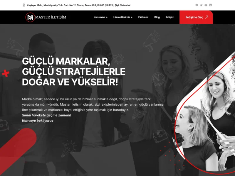Master İletişim web sitesinin ana sayfa ekran görüntüsü