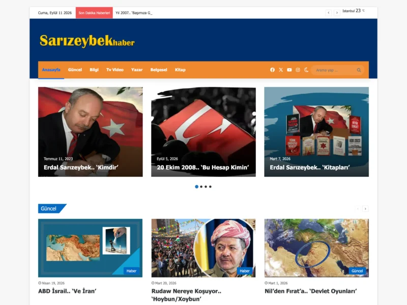 Sarızeybek Haber web sitesinin ana sayfa ekran görüntüsü